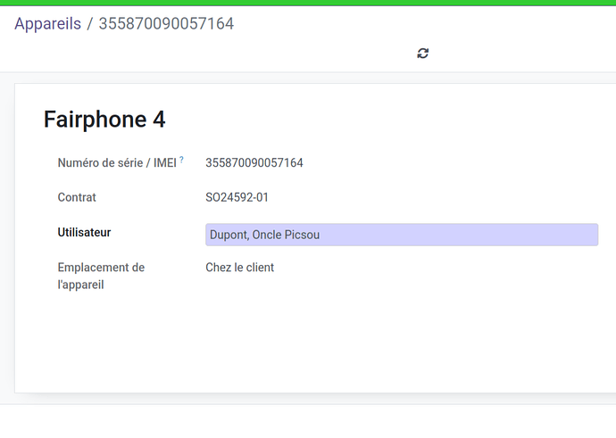 Attribution d'un Fairphone 4 à un utilisateur